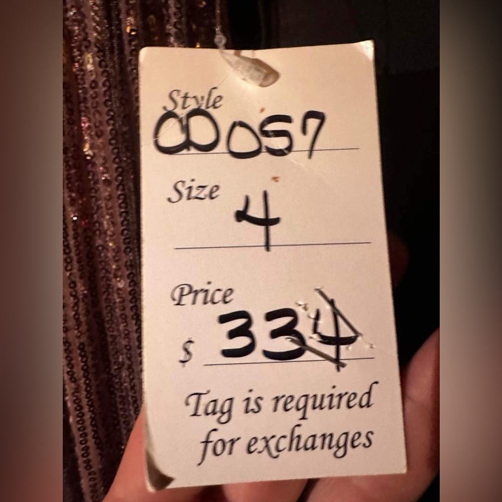 Long rose gold ombré formal dress with sequin never worn.